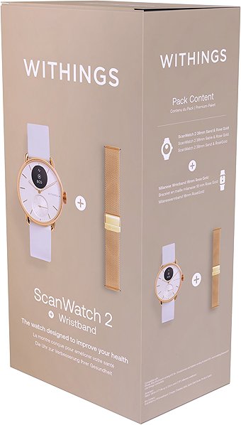 Smart Watch Withings ScanWatch 2 42mm Rose gold with Milanese tension ...