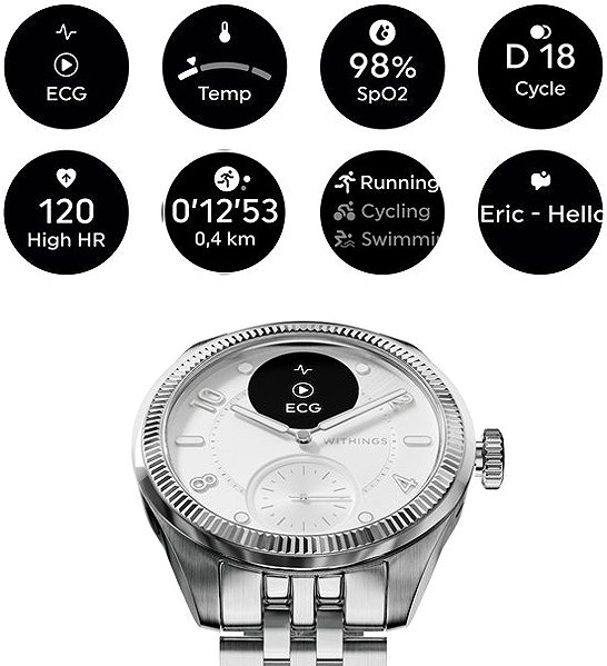 Smart Watch Withings Scanwatch Nova Brilliant 39mm - Titanium Silver ...
