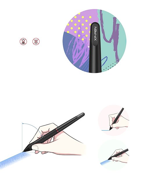 Dotykové pero (stylus) XP-Pen Pasívne pero PA2 s puzdrom a hrotmi Vlastnosti/technológia