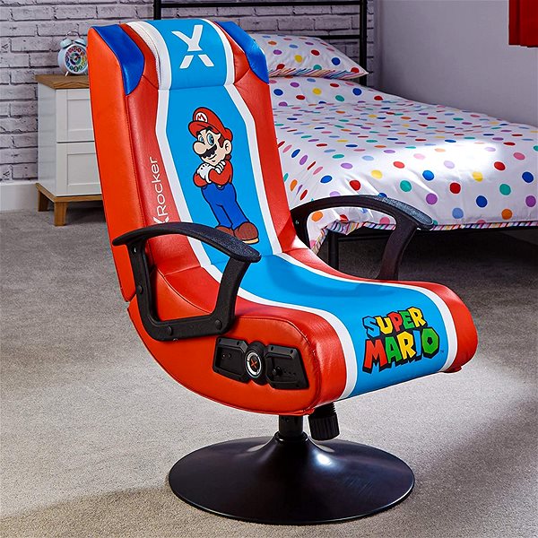 Gaming Chair XRocker Nintendo Mario - Audio With Stand Lifestyle