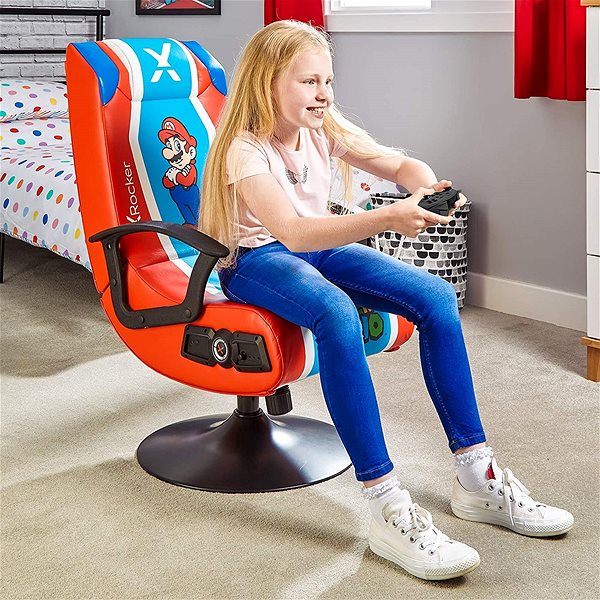 Gaming Chair XRocker Nintendo Mario - Audio With Stand Lifestyle