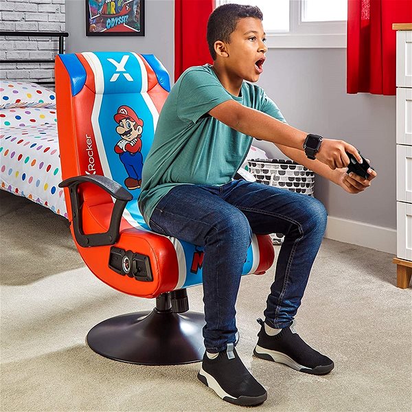 Gaming Chair XRocker Nintendo Mario - Audio With Stand Lifestyle