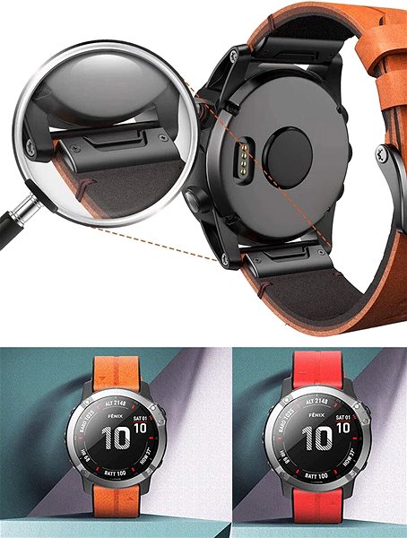 Remienok na hodinky X-Site silikón/kožený pre Garmin QuickFit 22 mm, hnedý ...
