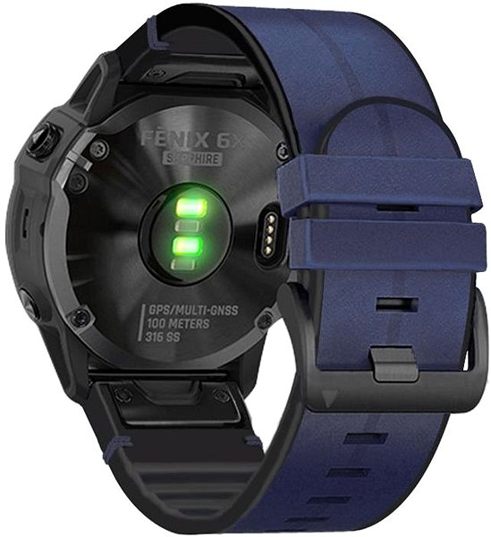 Řemínek X-Site silikon/kožený pro Garmin QuickFit 22mm, modrý ...