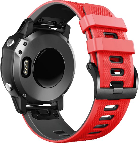 Remienok na hodinky X-SITE silikónový na Garmin QuickFit 26 mm, červeno-čierny ...