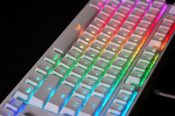 Herná klávesnica Xtrfy K4 TKL RGB, Kailh Red, Biela (US) Bočný pohľad