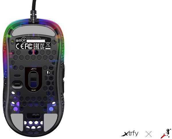 Herná myš XTRFY Gaming Mouse MZ1 ZY’S Rail Black Transparent ...