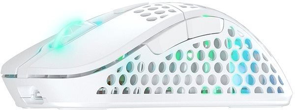Herná myš XTRFY Gaming Mouse M4 Wireless RGB White Bočný pohľad