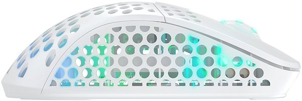 Herná myš XTRFY Gaming Mouse M4 Wireless RGB White Bočný pohľad