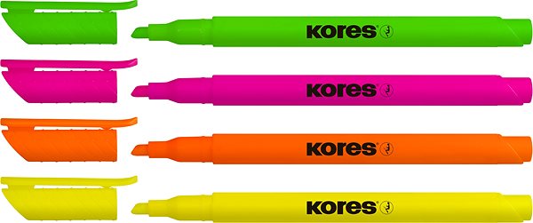 Szövegkiemelő KORES HIGH LINER - kiemelőkészlet (4 szín - sárga, rózsaszín, narancs, zöld) Jellemzők/technológia