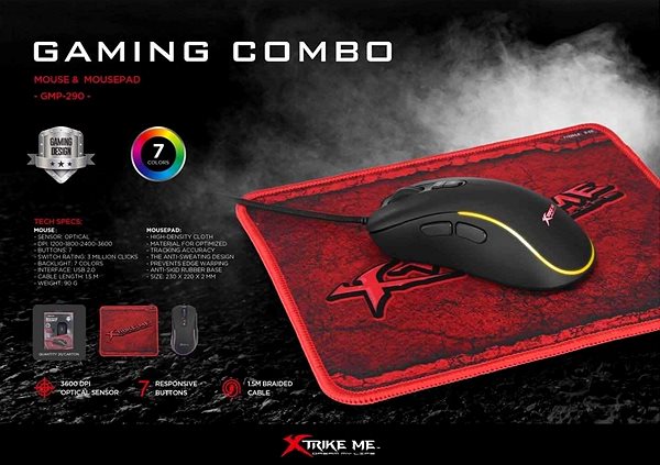 Gaming Mouse XTRIKE GMP-290 Mouse and Mouse Pad Combo Lifestyle