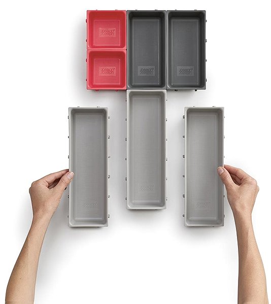 Drawer organiser JOSEPH JOSEPH Duo Blox 7 851675 Variable drawer organiser grey/red .