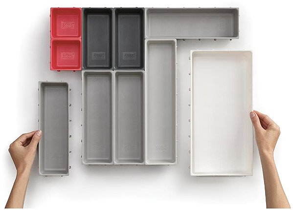 Drawer organiser JOSEPH JOSEPH Duo Blox 10 851676 Variable drawer organiser grey/red .