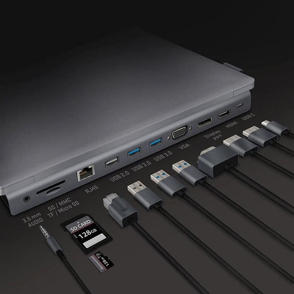 Dokovacia stanica YENKEE YTC 1101 USB-C Možnosti pripojenia (porty)