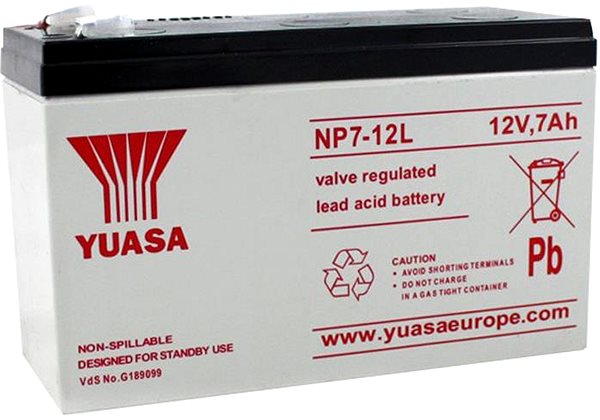 Szünetmentes táp akkumulátor YUASA 12V 7Ah karbantartásmentes ólom akkumulátor NP7-12L, faston 6,3 mm ...