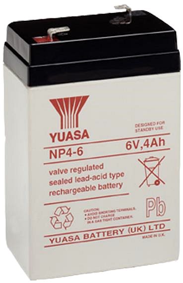 Batéria pre záložný zdroj YUASA 6 V 4 Ah bezúdržbová olovená batéria NP4-6 ...