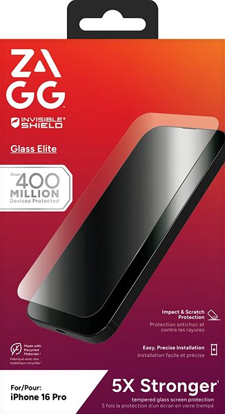 Glass Screen Protector ZAGG InvisibleShield Glass Elite Apple iPhone 16 Pro ...