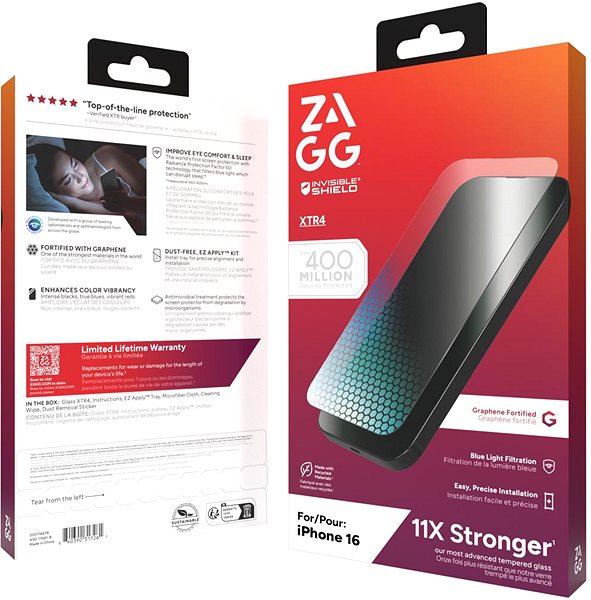 Glass Screen Protector ZAGG InvisibleShield Glass XTR4 Apple iPhone 16/15 ...