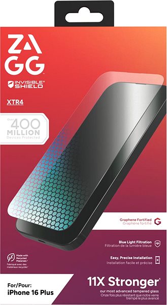 Glass Screen Protector ZAGG InvisibleShield Glass XTR4 Apple iPhone 16 Plus/15 Plus ...