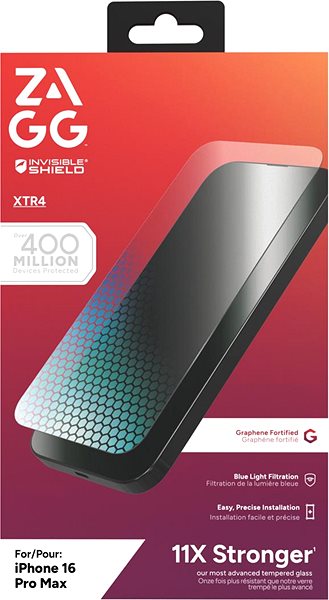 Glass Screen Protector ZAGG InvisibleShield Glass XTR4 Apple iPhone 16 Pro Max ...