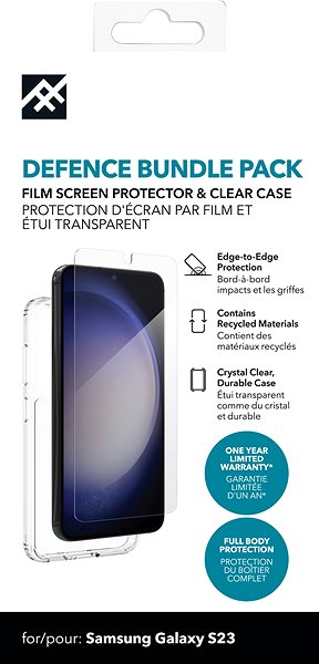 Handyhülle ZAGG iFrogz Defence Bundle Pack für Samsung Galaxy S23 - Schutzfolie und transparente Schutzhülle ...