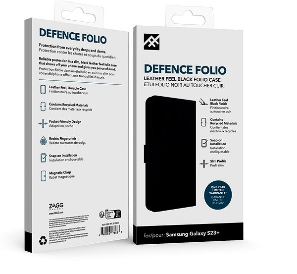 Mobiltelefon tok ZAGG iFrogz Defence Folio Samsung Galaxy S23+ fekete tok ...