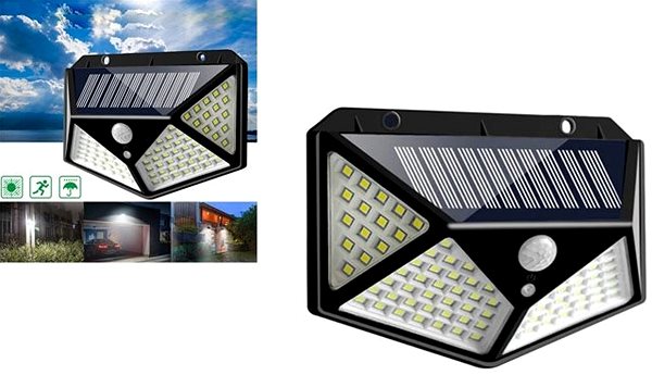 Záhradné osvetlenie Solárne LED svetlo s detekciou pohybu SH-100, 100 LED ...