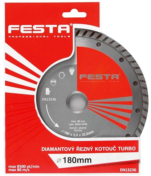 Diamantový kotúč Kotúč diamantový turbo priemer 180 × 22,2 mm, FESTA ...