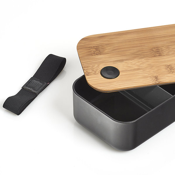 Lunch Box Zeller Snack box plastic, bamboo 19,3 × 11,8 × 6,8 cm, black ...