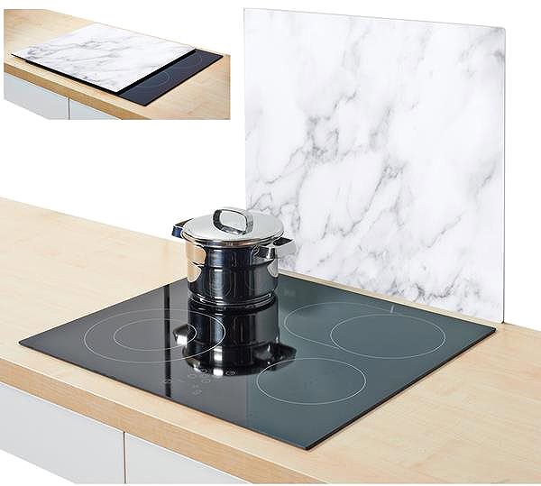 Schneidebrett ZELLER Glasschneidebrett 56 × 50 cm weißer Marmor Lifestyle