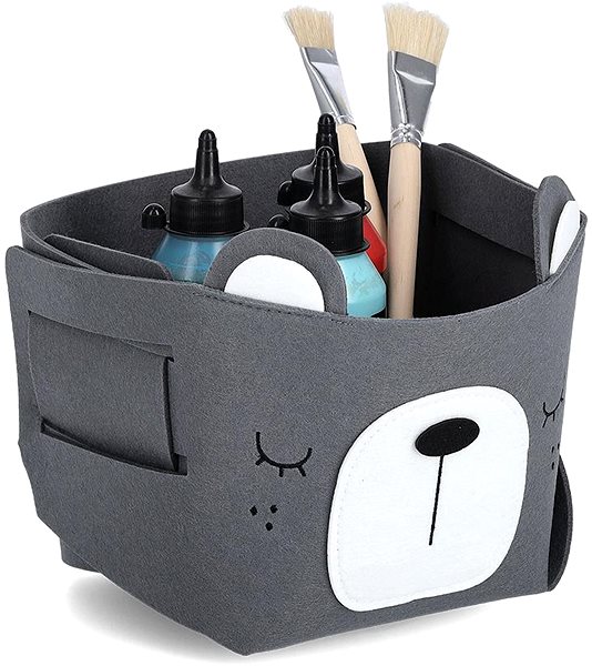Úložný box ZELLER Dětský úložný box filcový, šedý, motiv medvěd 28 × 28 × 28 cm ...