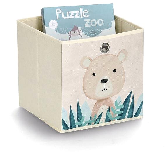 Aufbewahrungsbox Zeller Kinderaufbewahrungsbox Textil, Beige, Bärenmotiv 28 × 28 × 28 cm ...