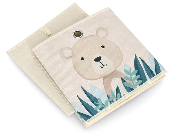 Aufbewahrungsbox Zeller Kinderaufbewahrungsbox Textil, Beige, Bärenmotiv 28 × 28 × 28 cm ...