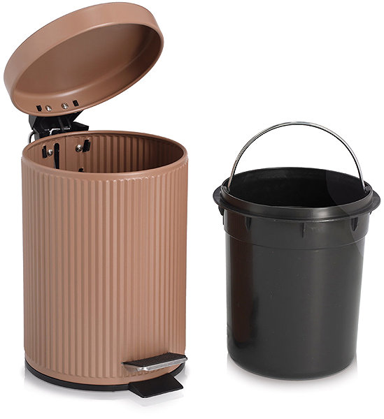 Rubbish Bin ZELLER Bathroom waste basket metal mocha 3 l, 17 × 26 cm ...