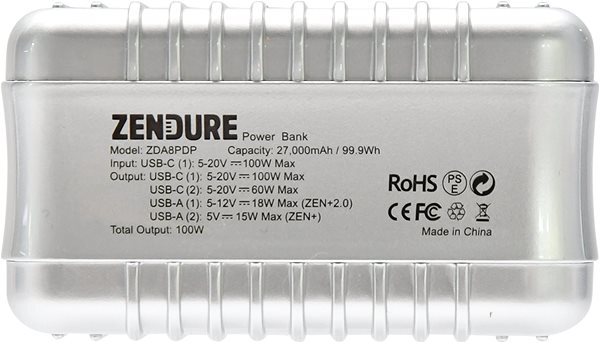 Power Bank Zendure SuperTank - 27000mAh 100W Crush-Proof Portable Charger (Silver) Features/technology