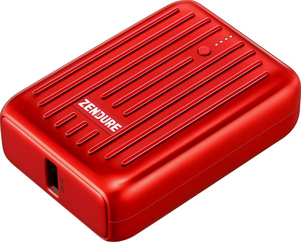 Power Bank Zendure SuperMini - 10000mAh Credit Card Sized Portable Charger with PD (Red) Lateral view