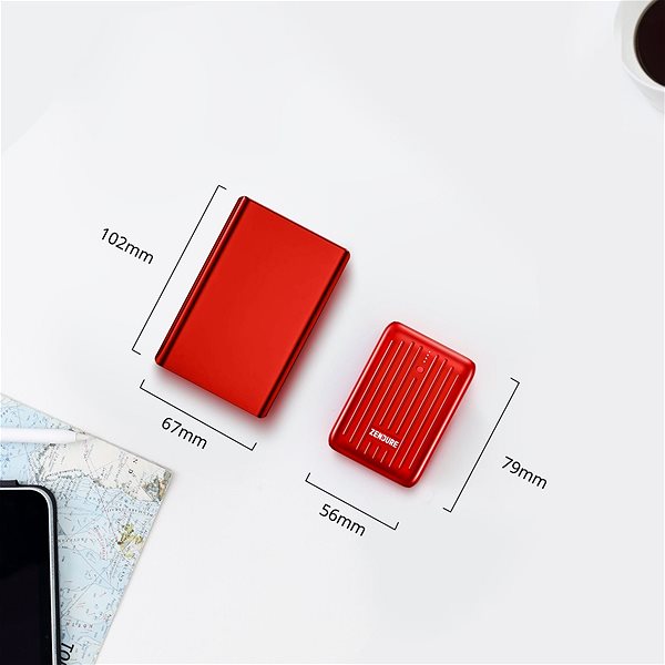 Powerbank Zendure SuperMini - 10000 mAh Credit Card Sized Portable Charger with PD (Red) Technische Zeichnung