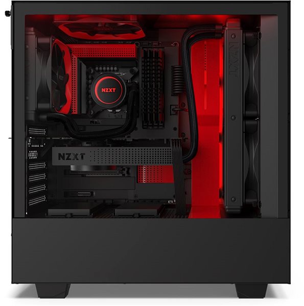 PC Case NZXT H510i Matte Black Red Lateral view