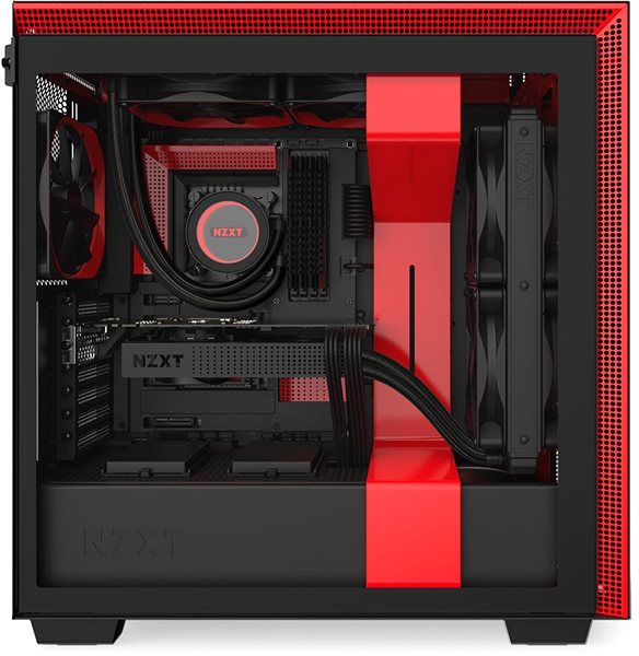 PC-Gehäuse NZXT H710 Matte Black Red Seitlicher Anblick