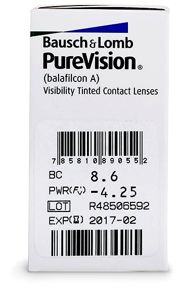 Kontaktné šošovky PureVision (6 šošoviek) dioptria: -2.00, zakrivenie: 8.60 ...