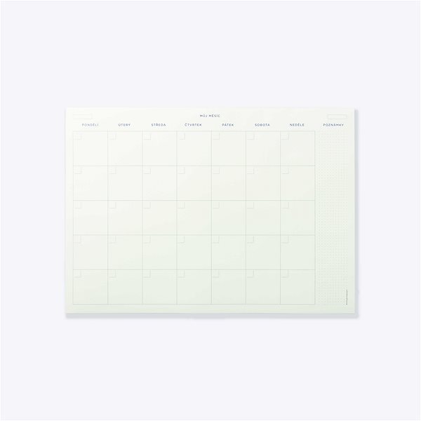 Nedatovaný plánovač Měsíční undated monthly planner.