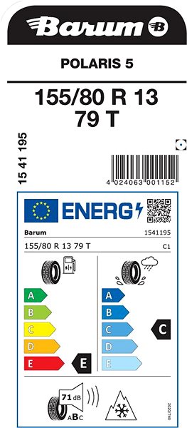 Zimní pneumatika Barum POLARIS 5 155/80 R13 79 T Energetický štítek