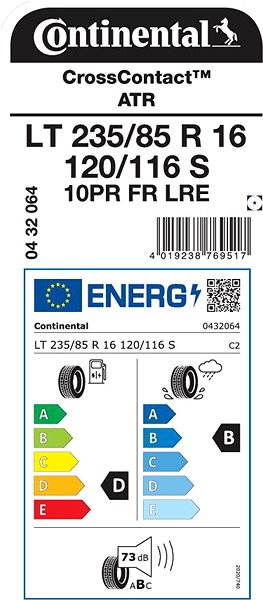 Letní pneumatika Continental CrossContact ATR 235/85 R16 120 S Energetický štítek