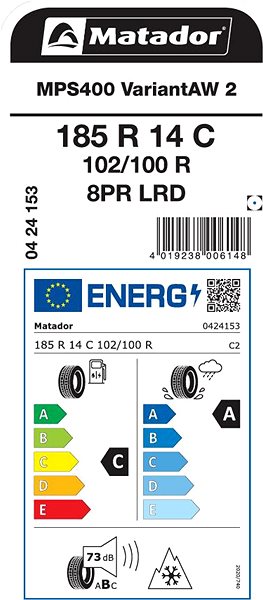 Celoročná pneumatika Matador MPS400 Variant All Weather 2 185/80 R14 102 R Energetický štítok