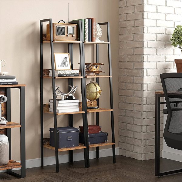Shelving Unit Houseland Shelf Vasagle LUDGE 4 floors brown-black ...