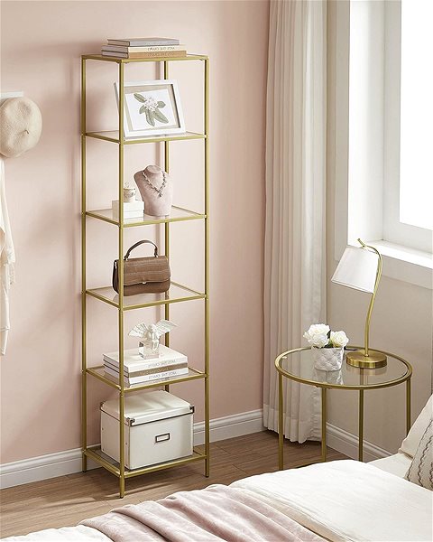 Shelving Unit Houseland Shelf Vasagle Vondrow gold ...
