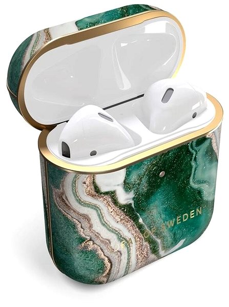 Headphone Case iDeal Of Sweden for Apple Airpods 1/2 Generation Golden Olive Marble Features/technology
