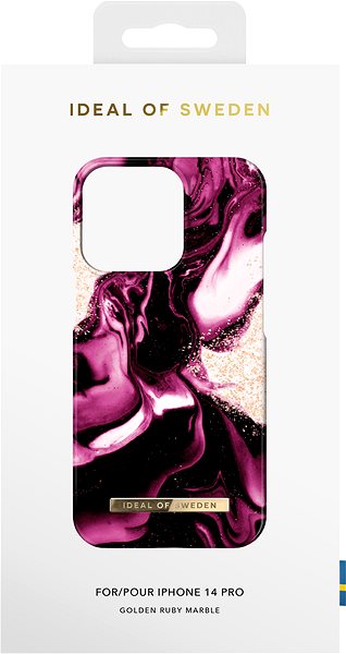 Kryt na mobil Fashion iDeal Of Sweden na iPhone 14 Pro Golden Ruby Marble ...