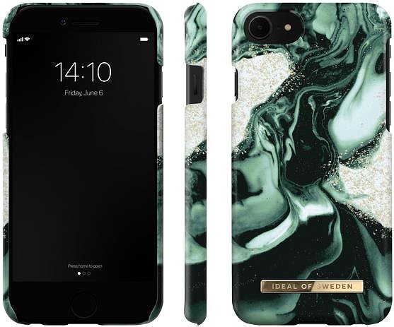 Telefon tok iDeal Of Sweden Fashion iPhone 8/7/6/6S/SE (2020/2022) Golden Olive Marble tok ...