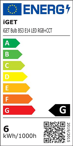 LED Bulb iGET HOME BS3 Smart Bulb E14 5,5W RGB+CCT Energy label